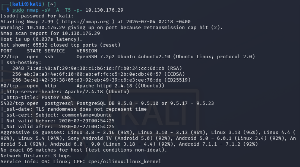Escaneo inicial de puertos de Nmap